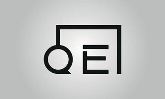 Letter QE logo design. QE logo with square shape in black colors vector free vector template.