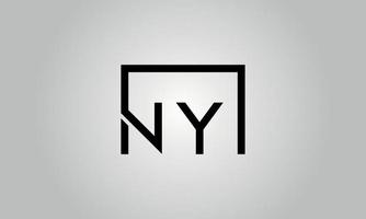 Letter NY logo design. NY logo with square shape in black colors vector free vector template.