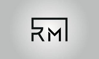 Letter RM logo design. RM logo with square shape in black colors vector free vector template.