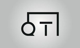 diseño del logotipo de la letra qt. qt logo con forma cuadrada en colores negros vector plantilla de vector libre.