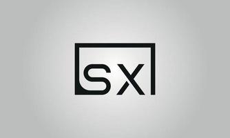 Letter SX logo design. SX logo with square shape in black colors vector free vector template.