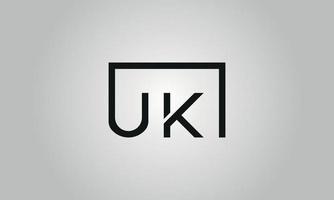 Letter UK logo design. UK logo with square shape in black colors vector free vector template.