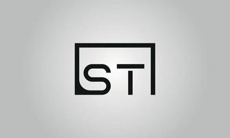 Letter ST logo design. ST logo with square shape in black colors vector free vector template.