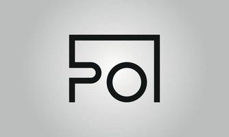 Letter PO logo design. PO logo with square shape in black colors vector free vector template.