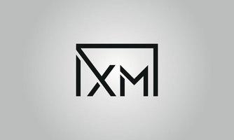 Letter XM logo design. XM logo with square shape in black colors vector free vector template.