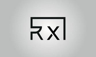 letter rx logo design. rx logo with square shape in black colors vector free vector template.