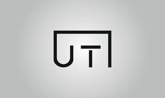 Letter UT logo design. UT logo with square shape in black colors vector free vector template.