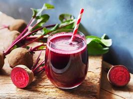 Beetroot juice in glass for healthy drinks. photo