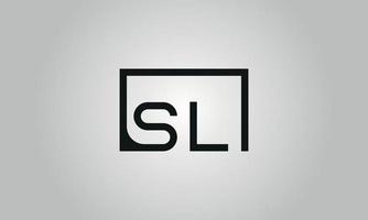 Letter SL logo design. SL logo with square shape in black colors vector free vector template.