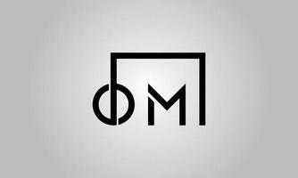 diseño del logotipo de la letra om. logotipo de om con forma cuadrada en colores negros vector plantilla de vector libre.