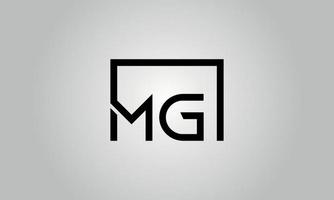 Letter MG logo design. MG logo with square shape in black colors vector free vector template.