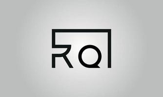 Letter RQ logo design. RQ logo with square shape in black colors vector free vector template.