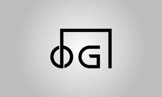 Letter OG logo design. OG logo with square shape in black colors vector free vector template.