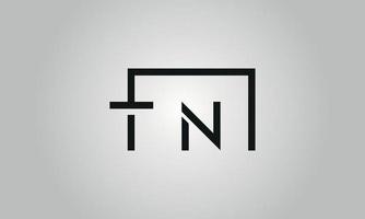 diseño del logotipo de la letra tn. logotipo de tn con forma cuadrada en colores negros vector plantilla de vector libre.