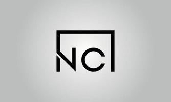 diseño del logotipo de la letra nc. logotipo de nc con forma cuadrada en colores negros vector plantilla de vector libre.