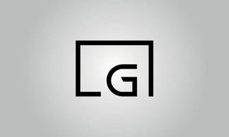 Letter LG logo design. LG logo with square shape in black colors vector free vector template.