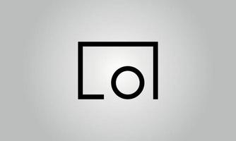 Letter LO logo design. LO logo with square shape in black colors vector free vector template.