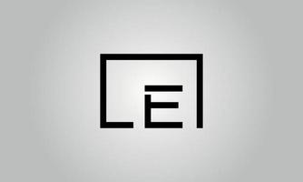 Letter LE logo design. LE logo with square shape in black colors vector free vector template.