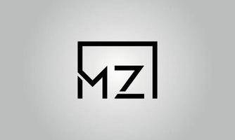 Letter MZ logo design. MZ logo with square shape in black colors vector free vector template.