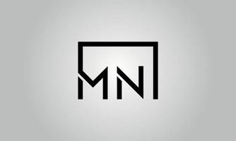 Letter MN logo design. MN logo with square shape in black colors vector free vector template.