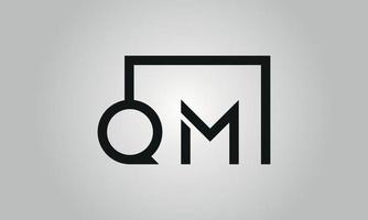 Letter QM logo design. QM logo with square shape in black colors vector free vector template.