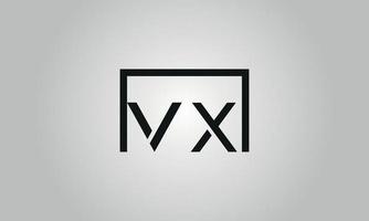 Letter VX logo design. VX logo with square shape in black colors vector free vector template.