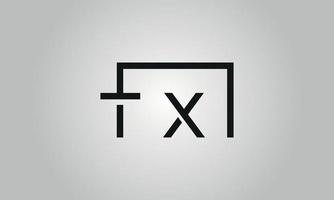 Letter TX logo design. TX logo with square shape in black colors vector free vector template.