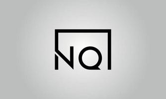 Letter NQ logo design. NQ logo with square shape in black colors vector free vector template.