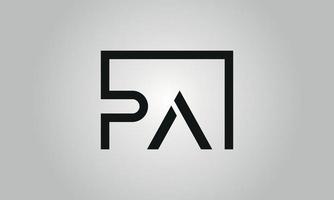 Letter PA logo design. PA logo with square shape in black colors vector free vector template.