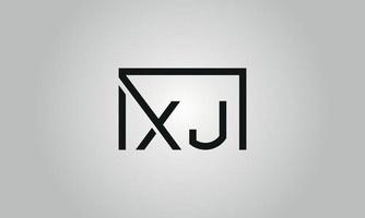 diseño del logotipo de la letra xj. Logotipo xj con forma cuadrada en colores negros vector plantilla de vector libre.