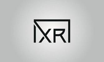 Letter XR logo design. XR logo with square shape in black colors vector free vector template.