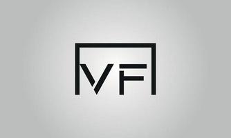 Letter VF logo design. VF logo with square shape in black colors vector free vector template.