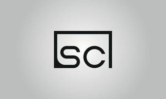 Letter SC logo design. SC logo with square shape in black colors vector free vector template.