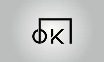 diseño de logotipo de letra ok. ok logo con forma cuadrada en colores negros vector plantilla de vector libre.