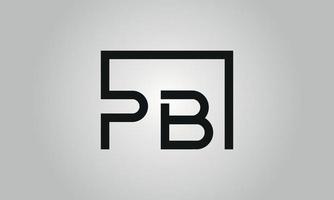 Letter PB logo design. PB logo with square shape in black colors vector free vector template.