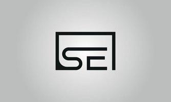 Letter SE logo design. SE logo with square shape in black colors vector free vector template.