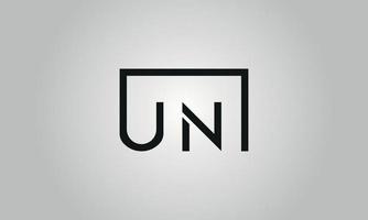 Letter UN logo design. UN logo with square shape in black colors vector free vector template.