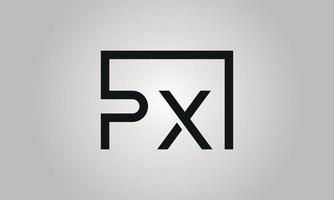 Letter PX logo design. PX logo with square shape in black colors vector free vector template.