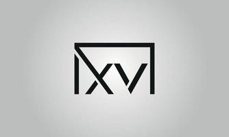 Letter XV logo design. XV logo with square shape in black colors vector free vector template.