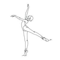 continuous line drawing illustration of ballet dancer vector