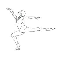 continuous line drawing illustration of ballet dancer vector