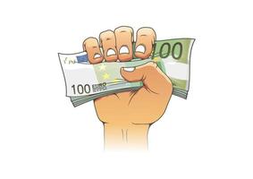Euro banknote in people hand vector