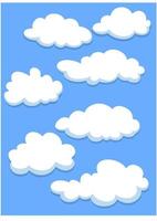 nubes blancas de dibujos animados en el cielo vector