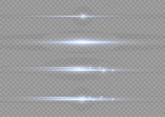 Set of blue horizontal highlights. Laser beams, horizontal beams of light. Beautiful light reflections. Glowing stripes on a light background. Glowing abstract sparkling background.