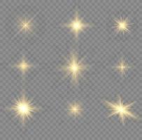 conjunto de efectos de luz blanca aislada brillante, destello de lente, explosión, brillo, línea, destello solar, chispa y estrellas. diseño abstracto de elementos de efectos especiales. rayo de brillo con relámpago vector