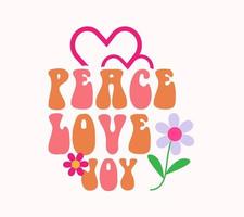 paz amor alegría tipografía diseño de camiseta vector