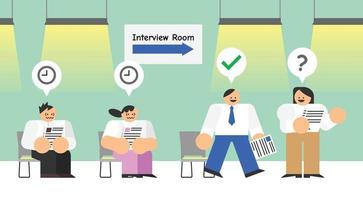 Interview Waiting Room Flat Design Character Illustration vector