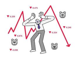 caída del mercado de valores dibujado a mano ilustración de personaje vector