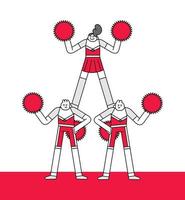 Cheerleader Standing Pose Hand Drawn Character Illustration vector