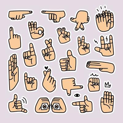 Hand Sign Hand Drawn Doodle Sticker